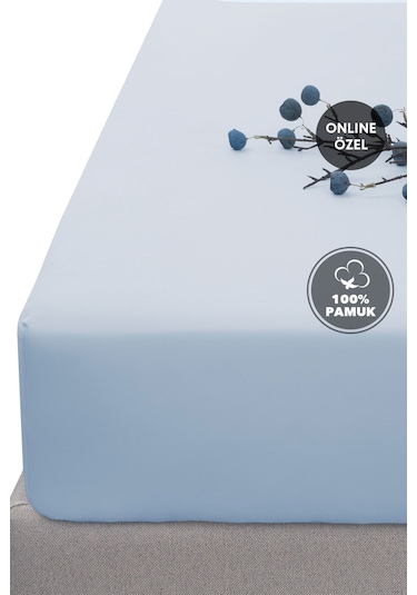Yataş Softy Çift Kişilik %100 Pamuk Lastikli Penye Çarşaf -  Açık Mavi