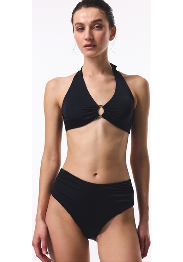 Penti Siyah High Shirred Bikini Altı