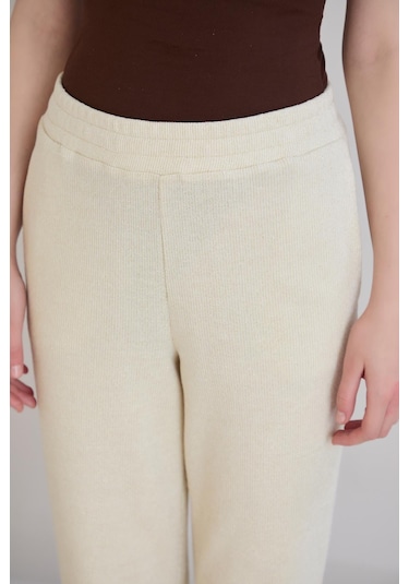 Sortie Collection Simli Örme Pantolon Bej