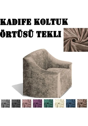 Kadife Koltuk ,kanepe,çekyat Örtüsü,koltuk Kılıfı Tekli Vizon