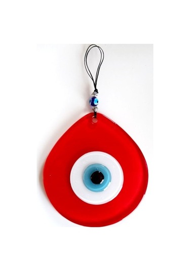 Kırmızı Renk Damla Model Nazar Boncuklu El Yapımı Duvar Süsü 02-10mm 5yards