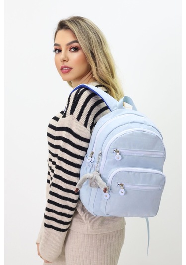 Sevimli Peluş Figürlü Günlük Kadın Sırt Çantası Şık, Kullanışlı, Okula Ve Seyahate Uygun Buz Mavisi