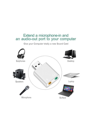 Usb 7.1 Ses Kartı Sound Card Usb Mikrofon Kulaklık Çevirici