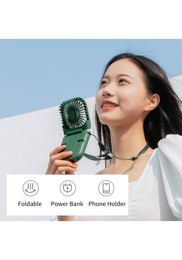 Honmex Boyun Bağlı Taşınabilir Fan, 3 Hızlı, 180 Açı Ayarlı, Telefon Tutucu Ve Power Bank Özellikli, Pembe