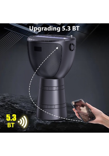 Yifomall Dv-660 Siyah Güneş Enerjili Bluetooth Hoparlör, Dış Mekan İçin Taşınabilir, El Feneri Aydınlatma Ve 10w Ses Gücü İle