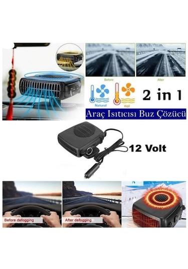 Oto Isıtıcı-soğutucu Cam Buğu Çözücü Fan Çakmaklık Girişli 12 Volt