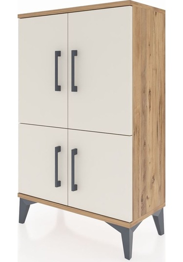 Arges Komodin 2 Raflı 4 Kapaklı 60x30x96 Çam-aytaşı Çam