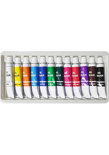 Yağlı Boya Seti 12x12 ml Şövale 25x35 Tuval Plastik Spatül