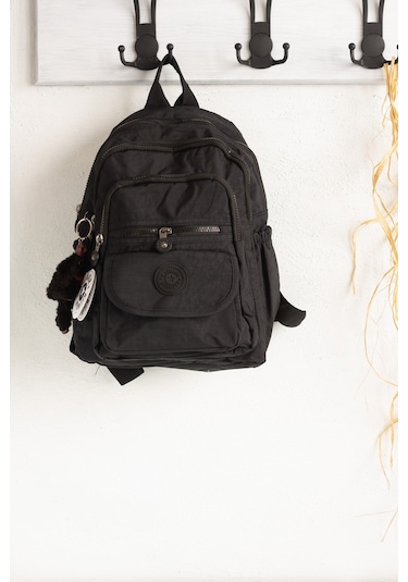 Krinkıl / Klinkır Su Geçirmez Ithal Kumaş Çok Gözlü Günlük Küçük Kadın Sırt Çantası Siyah 8317 Siyah