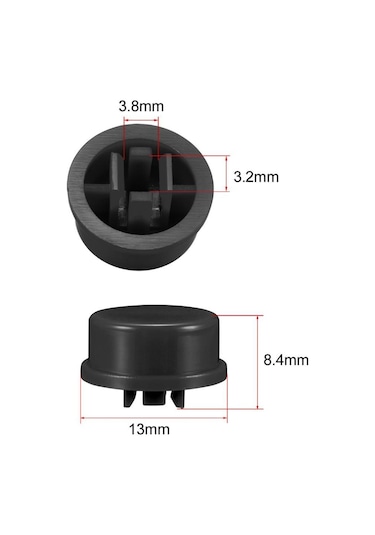 Tact Switch Kapağı Yuvarlak Siyah - 12X12X7.3Mm İle Uyumlu