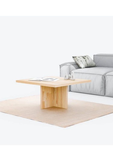 Ela Wood Working Masif Ağaç Kare Orta Sehpa 80 X 80 X 40 Naturel