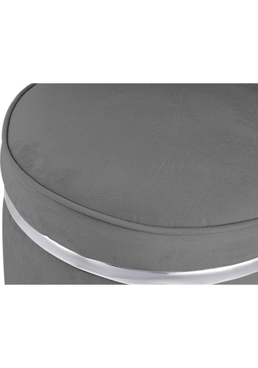 Zerafet Silver Kaplama Luxery Puf- Gri Babyface Kumaş Pofuduk Oturma Pufu&makyaj Pufu&bench