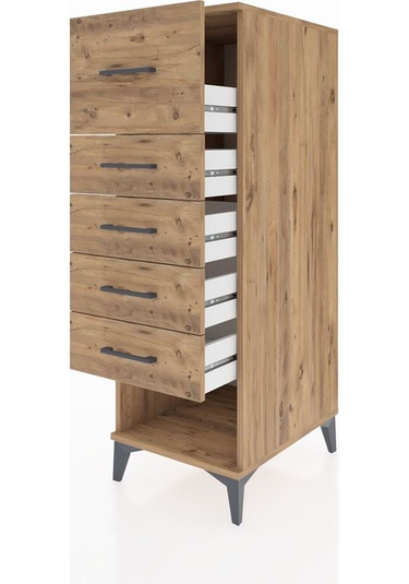 Kronos Dolap 5 Çekmeceli 44x59x134 Çam-çam Çam