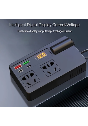 Xuweiwei Otomotiv İnvertörü 220v Saf Sinüs Dalgası Kamyon Kampçılık 30w Usb C Pd Hızlı Şarj Lcd Ekran