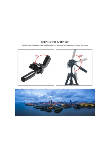 Dofolink Kamera Tripodu Kafa - 360 Dikey/90 Yatay Döndürme, 5kg Yük Taşıma, 1/4" Ve 3/8" Bağlantı, Hızlı Montaj Paneli Siyah