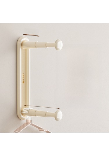 Springsun Ev İçi Çekirdekli Duvar Tipi Kurulabilir Giyim Asma Rafları - Katlanabilir, Delme Yok, Balkon Ve Ev Odaları İçin Organize Aleti Krem Renk Krem