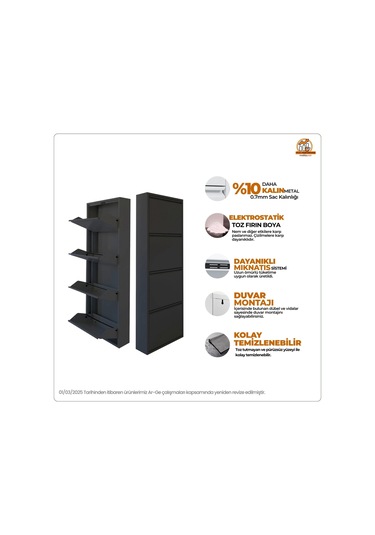 5'li Metal Ayakkabılık - Antrasit