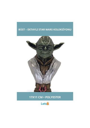 Yoda Büst Star Wars Koleksiyonu İçin Detaylı Polyester Figür 1 Adet