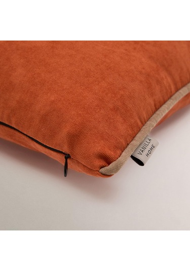 Efe Biye Detaylı Düz Kırlent Kılıfı Turuncu