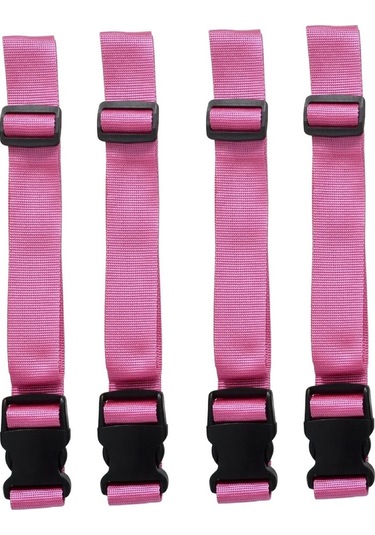 Tarix 4 Adet Pembe Valiz Kemeri + 2 Adet Beyaz Valiz Etiketi Pembe