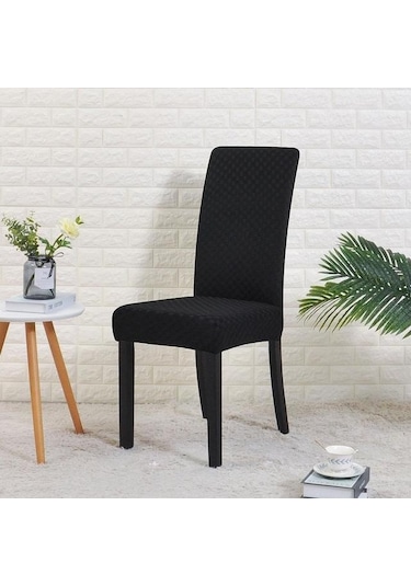 Siyah Yemek Odası Için Jakarlı Sandalye Kapak Spandex Streç Sandalye Ziyafet Parti Otel Için Koltuk Kılıfı Kapakları