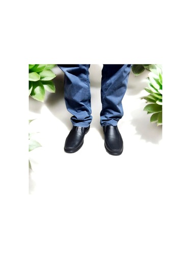 Deri Bağcıksız Makosen Günlük İş Ayakkabısı-1k Siyah