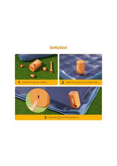 Teltree Portatif Li-poly Akülü 50w Inflator-deflator: 30000rpm Motor, 280l/dak, 2 Vites, Işık Fonksiyonu, Type-c Şarj, Turuncu Hava Pompa + 4 Uç + Çantası