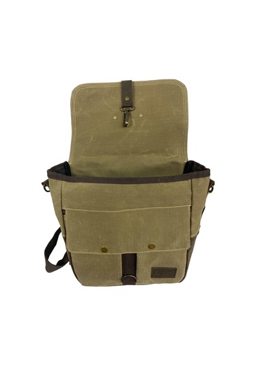 Vintage Baskılı Su Geçirmez Kanvas Deri Unisex Postacı Omuz Çantası 29 Cm X 30 Cm Koyu Kahverengi