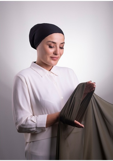 Haki Pratik Hazır Geçmeli Şal Şifon Boru Boneli 3001_09