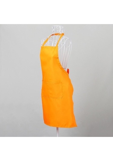 Turuncu Cepli Önlük Kalınlaştırılmış Pamuk Polyester Karışımı Yemek Pişirme Mutfağı Restoranı