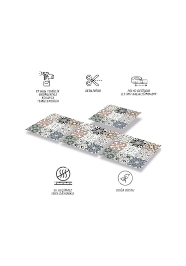 Tink KENDİNDEN YAPIŞKANLI KİMONO DESENLİ PVC KARO 30X30 CM