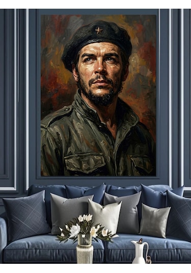 Devrimci Lider Che Guevara Portresi Dekoratif Kanvas - Mdf Ahşap Tablo