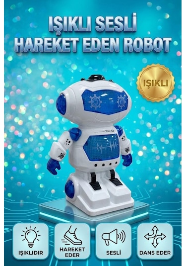 Işıklı Müzikli Sesli Dans Eden Hareket Eden Akıllı 26,5cm İnteraktif Eğitici Oyuncak Robot