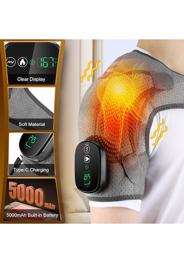 Elektrikli Omuz Isıtma Pedi 3 Mod Titreşim Omuz Diz Dirsek Rahatlama Kemer Type A Gray Avustralya Gri