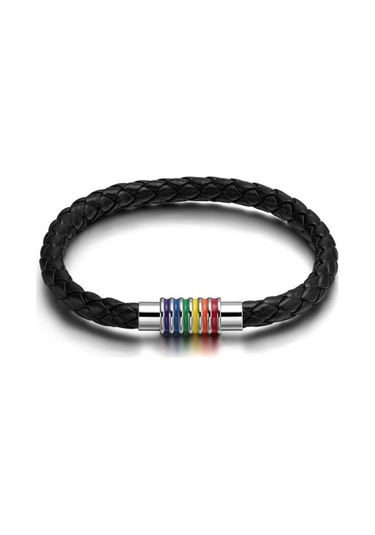 Padalink Lgbt Onur Deri Bilezik, Renkli Gökkuşağı Desenli, Dayanıklı Örgü, Magnetik Bakır Kapan, Sevgi Söyleyişi Hediyesi Bronz