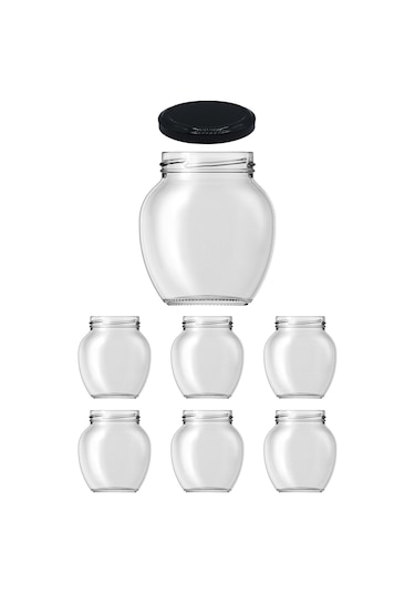 210 Ml Metal Siyah Kapaklı 210 Cc Cam Konserve Yumurta Kavanoz 6 Adet