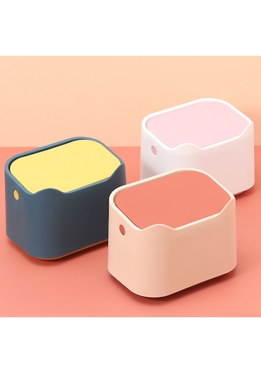 Sones 17,8 X 13 X 13,5 Cm İtmeli Masaüstü Çöp Kutusu Küçük Koku Önleyici Evcil Hayvan Kum Kabı Pembe