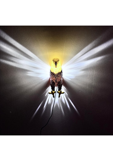 Kablolu Realistik Kartal Modelli Duvar Apliği Dekoratif Aydınl Kahverengi