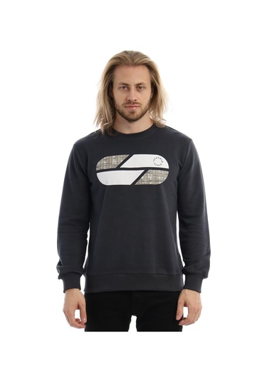 Erkek Polo State Baskılı Bisiklet Yaka Sweat Koyu Kahve Füme