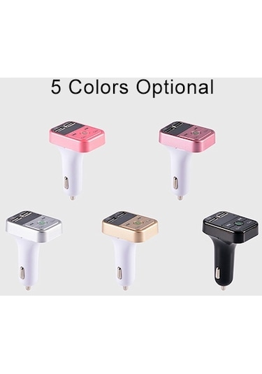 Sones B2 Çift Usb Şarj Bluetooth Fm Verici Mp3 Müzik Çalar Araç Kiti, Eller Serbest Arama Desteği Ve Tf Kartı Ve U Disk Altın Gül