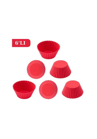 Silicolife Airfryer Silikon Kek Muffin Kalıbı 6’lı, Tüm Hava Fritözleriyle Uyumlu