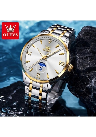 Novahub Klasik Minimalist Kadran Erkek Saatleri Su Geçirmez Hafta Takvimi Orijinal Kuvars Kol Saati Paslanmaz Çelik Kordon Saat Altın - Beyaz Altın - Beyaz