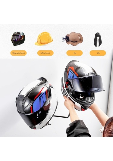 Ulzyvf Döner Çift Toplu Motosiklet Kask Askısı - Duvar Montajlı, 180 Dönüş