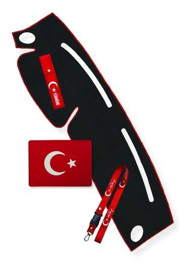 Hyundai Accent Yumurta Kasa Torpido Koruma Halısı 1996-2000 / Oto Ayna Askısı & Tampon Çeki İpi & Kaydırmaz Ped Siyah