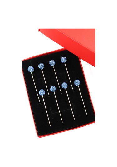 Numetal 8 Li Mavi Taşlı Eşarp İğnesi. Şal İğnesi. Türban İğnesi. Başörtü İğnesi. Eşarp Ve Şal İğnesi. Gümüş