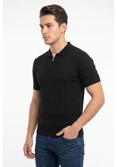 Baglan Erkek Spor Polo Yaka Triko Tişört Bgl-st05373 Siyah