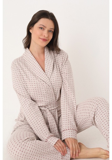 Nbb Kadın Kırmızı Sabahlık Pijama Takım Kırmızı