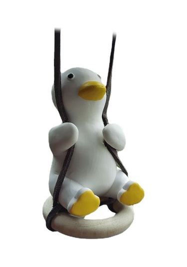 Yifomall Sevimli Pembe Kurdeleli Araç Kokusu - Dayanıklı Alçı Dekoratif Araç Askısı Pembe Kurdeleli Salıncak Ördek