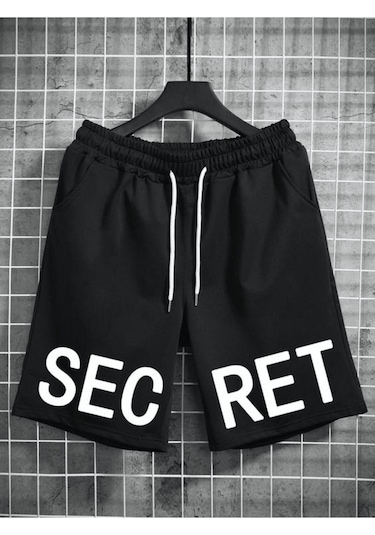 Altamira Erkek Siyah Secret Baskılı Oversize Şort 001