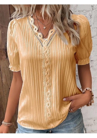 Yeşil Yaz Kadın T-shirt Moda Hollow Kısa Kollu Kadın Gömlek Tops Yeşil